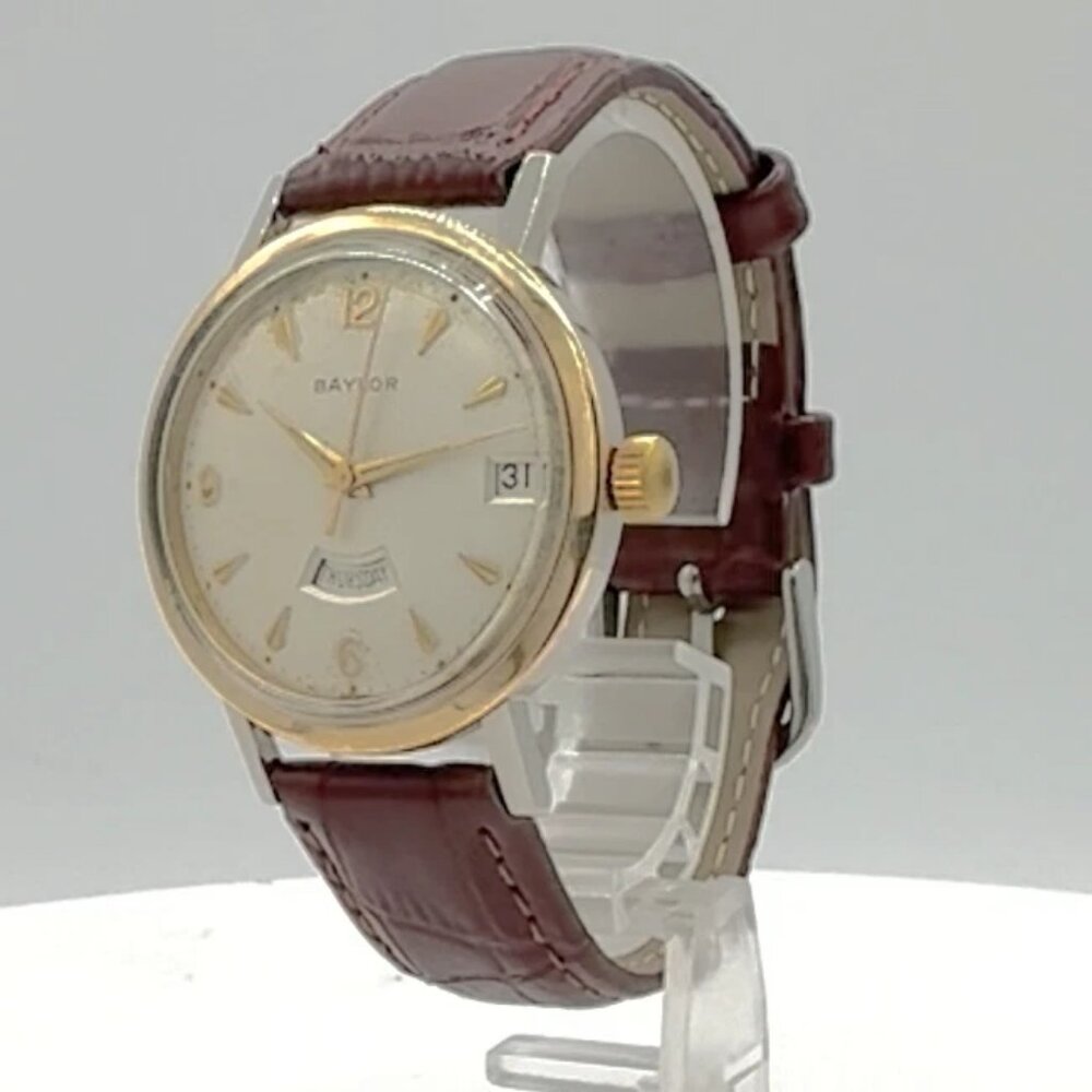 Vintage 34mm Baylor 1823 Day Date Men's Automatic Wristwatch Felsa 4006 Steel